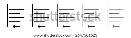 Align left icon graphic set. trendy stroke line style