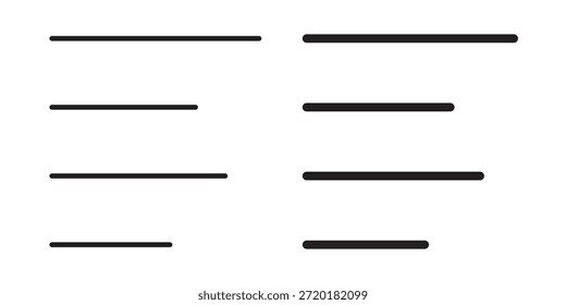 Icono de alineación a la izquierda en el diseño de línea. Sencillo Vector de iconos