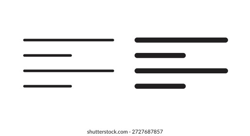 Alinee el icono izquierdo en el diseño de línea y colores sólidos en blanco y negro para diseños