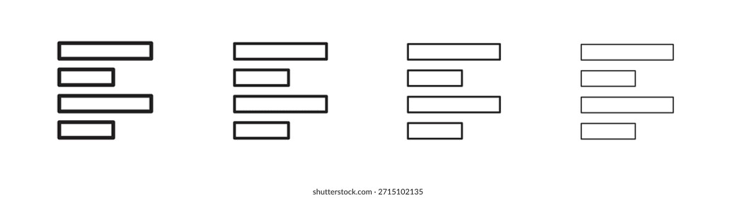Align left icon set. A collection of simple black thin strokes icons