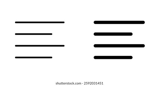 Align left icon symbol collection on white background.
