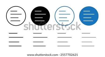 Align left icon Thin line illustration set