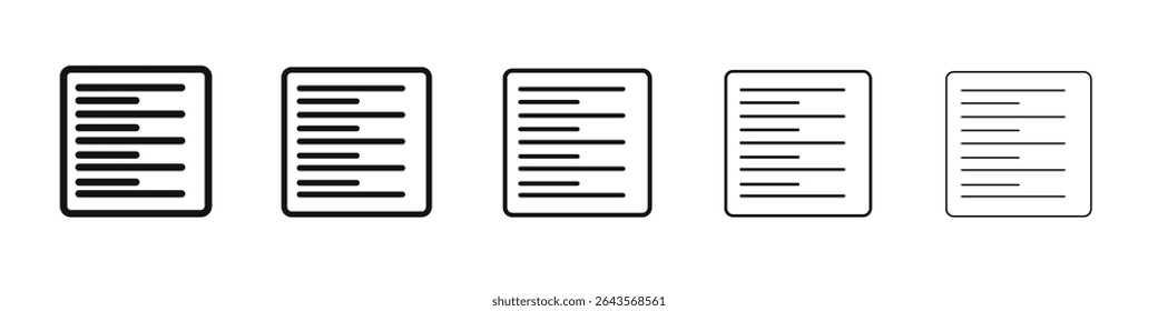 Align left icon vector outline set illustration sign