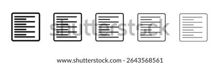 Align left icon vector outline set illustration sign