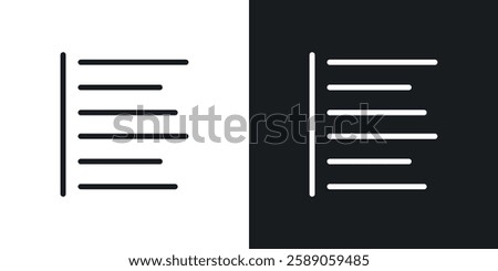 Align left icons in black and white liner strokes for web design.