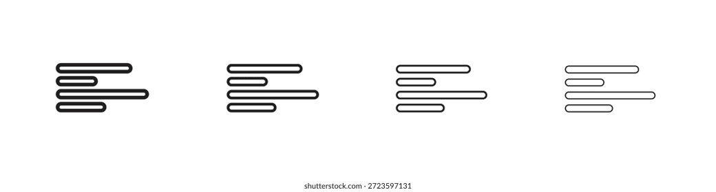 Alinea los íconos de la izquierda y delinea el diseño de Vector negro. Línea con trazo editable.