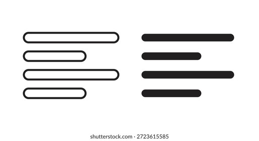 Alinee los iconos izquierdos fijados aislados en la Ilustración vectorial plana del fondo blanco.