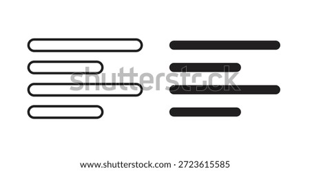 Align left icons set isolated on white background flat vector illustration.