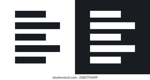 Align left icons set vectors black and colored style
