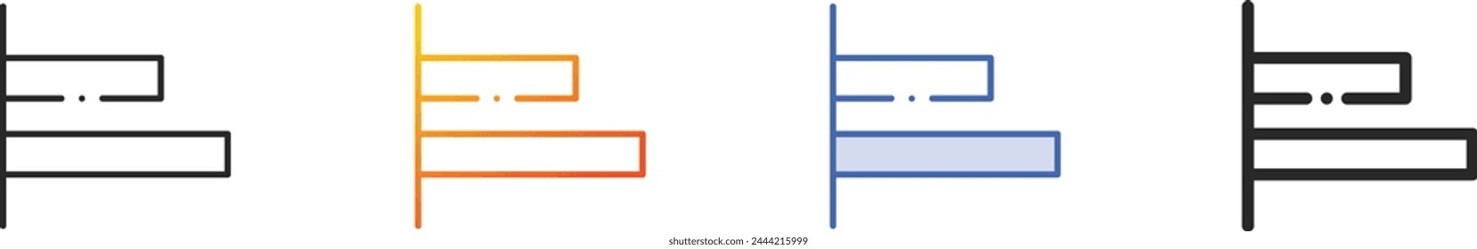 align left icon.Thin Linear, Gradient, Blue Stroke and bold Style Design Isolated On White Background