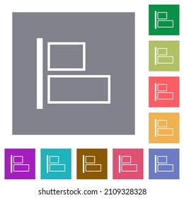 Nach links ausrichten: flache Symbole auf einfachen, quadratischen Farbhintergründen