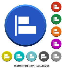 Align to left round color beveled buttons with smooth surfaces and flat white icons