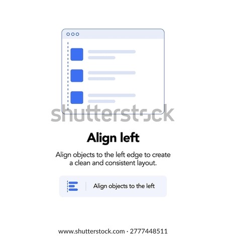 Align left UI layout tool interface. vector illustration
