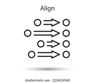 Align order line icon. Ordering or alignment sign. Automation script symbol. Data filter process. Illustration for web and mobile app. Line style order process icon. Editable stroke alignment. Vector