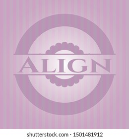 Align realistic pink emblem. Vector Illustration. Detailed.