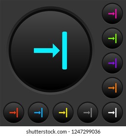 Align to right dark push buttons with vivid color icons on dark grey background