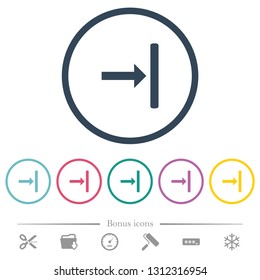 Align to right flat color icons in round outlines. 6 bonus icons included.