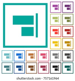 Align to right flat color icons with quadrant frames on white background