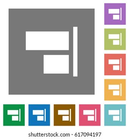 Align to right flat icons on simple color square backgrounds