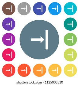 Align to right flat white icons on round color backgrounds. 17 background color variations are included.