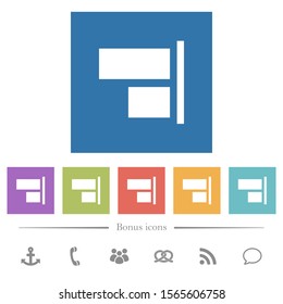 Align to right flat white icons in square backgrounds. 6 bonus icons included.