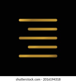Align Right gold plated metalic icon or logo vector