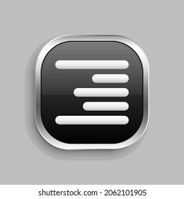 align right icon design. Glossy Button style rounded rectangle isolated on gray background.. Vector illustration