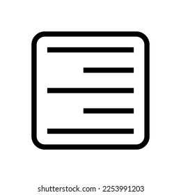 Rechts eine Linie ausrichten, einzeln auf weißem Hintergrund. Schwarze flache Ikone im modernen Umriss-Stil. Lineares Symbol und bearbeitbarer Strich. Einfache und Pixel perfekte Strich-Vektorgrafik