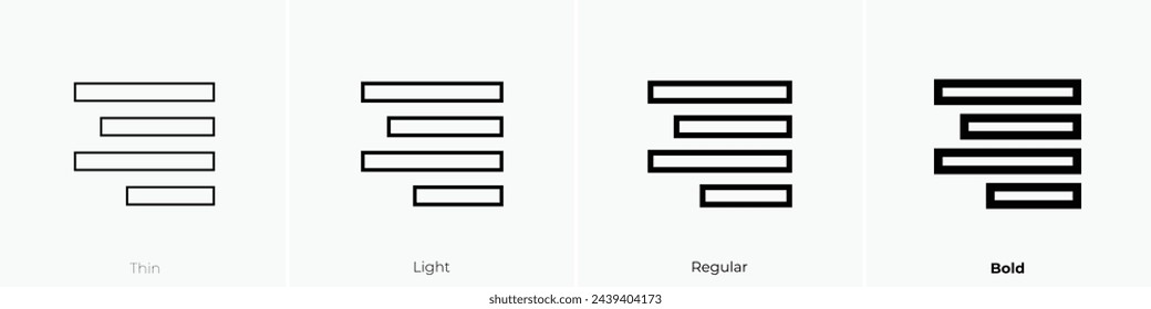 align right icon. Thin, Light Regular And Bold style design isolated on white background