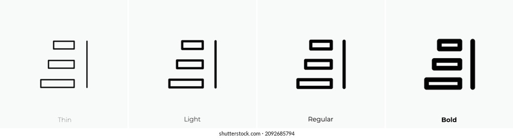 align right one icon. Thin, Light Regular And Bold style design isolated on white background