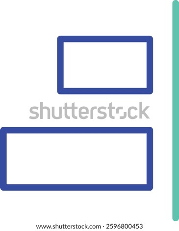 align right outline dual color vector illustration icon design