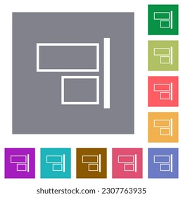 Align to right outline flat icons on simple color square backgrounds
