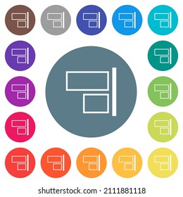 Alinear con el contorno derecho iconos blancos planos en fondo de color redondeado. Se incluyen 17 variaciones de color de fondo.