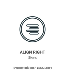 Align right outline vector icon. Thin line black align right icon, flat vector simple element illustration from editable signs concept isolated stroke on white background