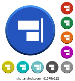 Align to right round color beveled buttons with smooth surfaces and flat white icons