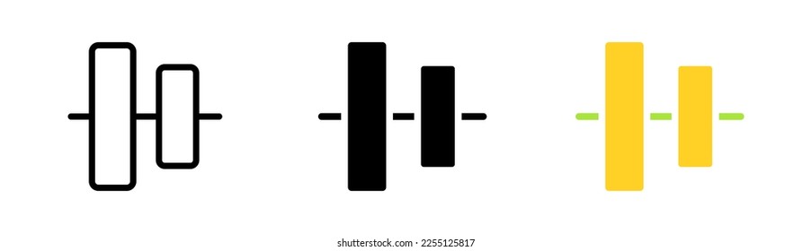 Align set icon. Tiles, slider, settings, centering, alignment, application, control panel, check list, align. Vector icon in line, black and colorful style on white background