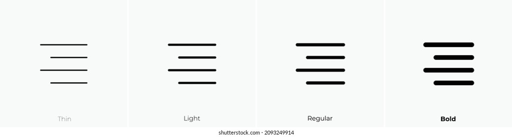 align text right icon. Thin, Light Regular And Bold style design isolated on white background