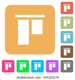 Align to top flat icons on rounded square vivid color backgrounds.