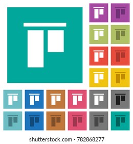 Align to top multi colored flat icons on plain square backgrounds. Included white and darker icon variations for hover or active effects.