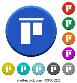 Align to top round color beveled buttons with smooth surfaces and flat white icons
