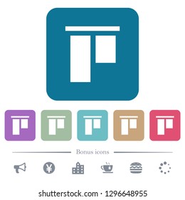 Align to top white flat icons on color rounded square backgrounds. 6 bonus icons included