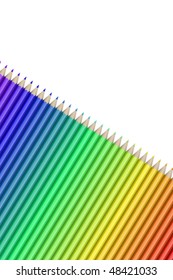 Aligned crayons isolated over a white background. Vector image.