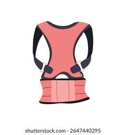 desenho animado corretor de postura de fundo de alinhamento. suporte cinta, conforto da coluna, alinhamento de relevo ergonômico sinal corretor de postura de fundo.
