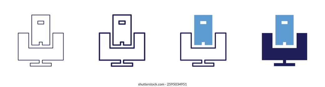 Alignment device icon in 4 different styles. Thin Line, Line, Bold Line, Duotone. Duotone style. Editable stroke.