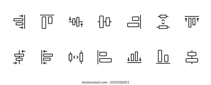 Alignment icon. design align icon set. Vector illustration. Editable Stroke. Line, Solid, Flat Line, Suitable for Web Page, Mobile App, UI, UX design