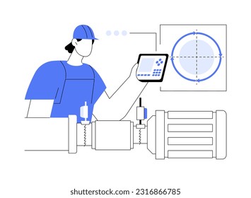 Alignment and measurement lasers abstract concept vector illustration. Engineer making precise measurements using laser equipment, scientific innovation, aligned machine abstract metaphor.