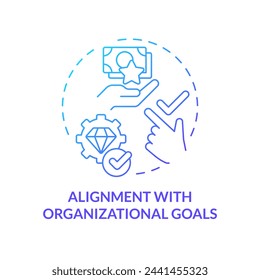 Alignment with organizational goals blue gradient concept icon. Employee recognition. Company core values. Workplace culture. Round shape line illustration. Abstract idea. Graphic design. Easy to use