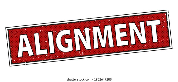 alignment sign. round ribbon label red. Stamp