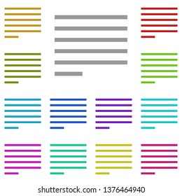 alignment text multi color icon. Simple thin line, outline vector of Text editor icons for UI and UX, website or mobile application
