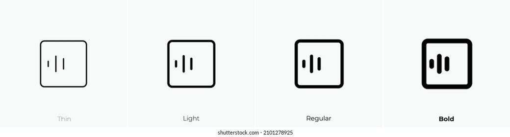 alignment vertical left icon. Thin, Light Regular And Bold style design isolated on white background
